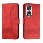 For Honor 90 Cubic Skin Feel Flip Leather Phone Case(Red)