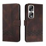 For Honor 90 Pro Cubic Skin Feel Flip Leather Phone Case(Brown)
