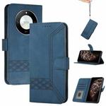 For Honor X50 / X9b Cubic Skin Feel Flip Leather Phone Case(Blue)