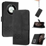 For Honor X50 / X9b Cubic Skin Feel Flip Leather Phone Case(Black)