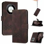 For Honor X50 / X9b Cubic Skin Feel Flip Leather Phone Case(Brown)
