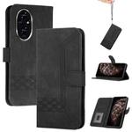 For Honor 200 Pro Cubic Skin Feel Flip Leather Phone Case(Black)