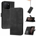 For Honor X5b / X5b Plus Global Cubic Skin Feel Flip Leather Phone Case(Black)