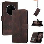 For Honor Magic7 Pro Cubic Skin Feel Flip Leather Phone Case(Brown)