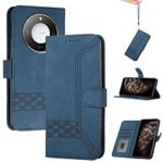 For Honor X60 / X9c Smart Cubic Skin Feel Flip Leather Phone Case(Blue)