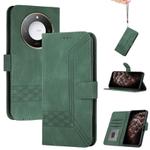 For Honor X60 / X9c Smart Cubic Skin Feel Flip Leather Phone Case(Green)