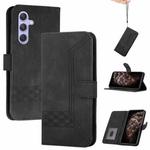 For Samsung Galaxy A55 Cubic Skin Feel Flip Leather Phone Case(Black)