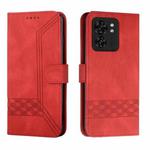 For Motorola Edge 40 Cubic Skin Feel Flip Leather Phone Case(Red)