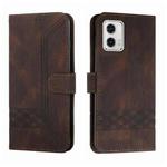 For Motorola Moto G73 Cubic Skin Feel Flip Leather Phone Case(Brown)