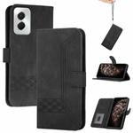 For Motorola Moto G Power 5G 2024 Cubic Skin Feel Flip Leather Phone Case(Black)