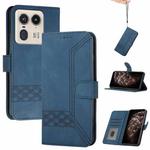 For Motorola Moto X50 Ultra Cubic Skin Feel Flip Leather Phone Case(Blue)