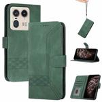 For Motorola Moto X50 Ultra Cubic Skin Feel Flip Leather Phone Case(Green)