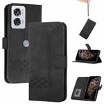 For Motorola Edge 50 Fusion Cubic Skin Feel Flip Leather Phone Case(Black)