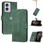 For Motorola Edge 50 Fusion Cubic Skin Feel Flip Leather Phone Case(Green)