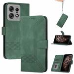 For Motorola Edge 50 Pro Cubic Skin Feel Flip Leather Phone Case(Green)