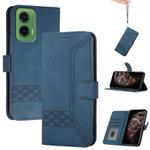 For Motorola Moto G35 Cubic Skin Feel Flip Leather Phone Case(Blue)