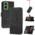 For Motorola Moto G35 Cubic Skin Feel Flip Leather Phone Case(Black)