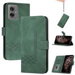 For Motorola Moto G55 Cubic Skin Feel Flip Leather Phone Case(Green)