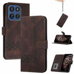 For Motorola Edge 60 Cubic Skin Feel Flip Leather Phone Case(Brown)