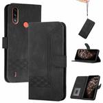 For Motorola Moto E7 Power Cubic Skin Feel Flip Leather Phone Case(Black)