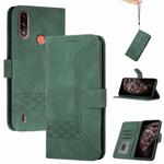 For Motorola Moto E7 Power Cubic Skin Feel Flip Leather Phone Case(Green)