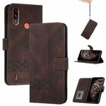 For Motorola Moto E7 Power Cubic Skin Feel Flip Leather Phone Case(Brown)