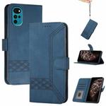 For Motorola Moto G22 Cubic Skin Feel Flip Leather Phone Case(Blue)
