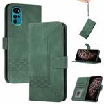 For Motorola Moto G22 Cubic Skin Feel Flip Leather Phone Case(Green)