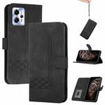 For Motorola Moto G23 Cubic Skin Feel Flip Leather Phone Case(Black)
