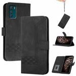 For Motorola Moto G42 Cubic Skin Feel Flip Leather Phone Case(Black)