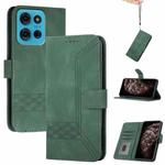 For Motorola Moto G75 5G Cubic Skin Feel Flip Leather Phone Case(Green)