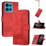 For Motorola Moto G75 5G Cubic Skin Feel Flip Leather Phone Case(Red)