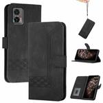 For Motorola Edge 30 Neo Cubic Skin Feel Flip Leather Phone Case(Black)