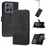 For Motorola Edge 50 Neo Cubic Skin Feel Flip Leather Phone Case(Black)