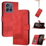 For Motorola Edge 50 Neo Cubic Skin Feel Flip Leather Phone Case(Red)