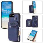 For iPhone 8 Plus / 7 Plus Zipper Card Slots RFID Phone Case(Blue)