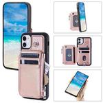 For iPhone 11 Zipper Card Slots RFID Phone Case(Rose Gold)