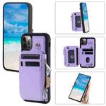 For iPhone 12 / 12 Pro Zipper Card Slots RFID Phone Case(Purple)
