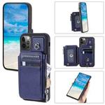 For iPhone 12 Pro Max Zipper Card Slots RFID Phone Case(Blue)