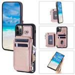 For iPhone 12 Pro Max Zipper Card Slots RFID Phone Case(Rose Gold)