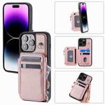 For iPhone 13 Pro Max Zipper Card Slots RFID Phone Case(Rose Gold)