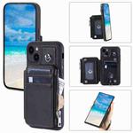 For iPhone 14 Zipper Card Slots RFID Phone Case(Black)