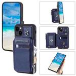 For iPhone 15 Plus Zipper Card Slots RFID Phone Case(Blue)