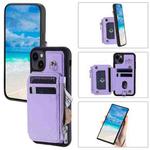 For iPhone 15 Plus Zipper Card Slots RFID Phone Case(Purple)
