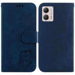 For Motorola Moto G13 / G23 / G53 Little Tiger Embossed Leather Phone Case(Dark Blue)