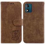 For Motorola Moto E13 Little Tiger Embossed Leather Phone Case(Brown)