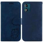 For Motorola Moto E13 Little Tiger Embossed Leather Phone Case(Dark Blue)