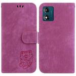 For Motorola Moto E13 Little Tiger Embossed Leather Phone Case(Rose Red)