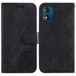 For Motorola Moto E13 Little Tiger Embossed Leather Phone Case(Black)