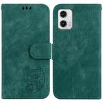 For Motorola Moto G73 Little Tiger Embossed Leather Phone Case(Green)